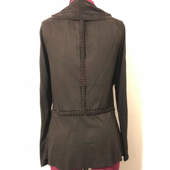 Black Faux Suede Cardigan - Picture 3 of 4